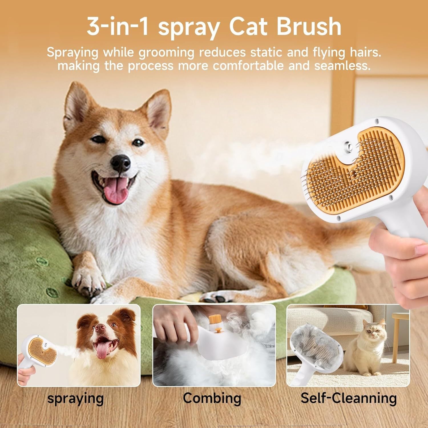 3 In 1 Water-Dispensing Pet Comb